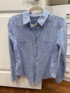 Blue Striped Button-Up Shirt